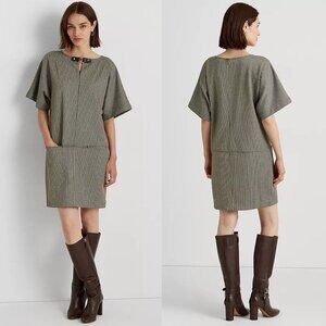 NWT New $175 Ralph Lauren Buckle-Trim Jacquard Shift Dress Size XL